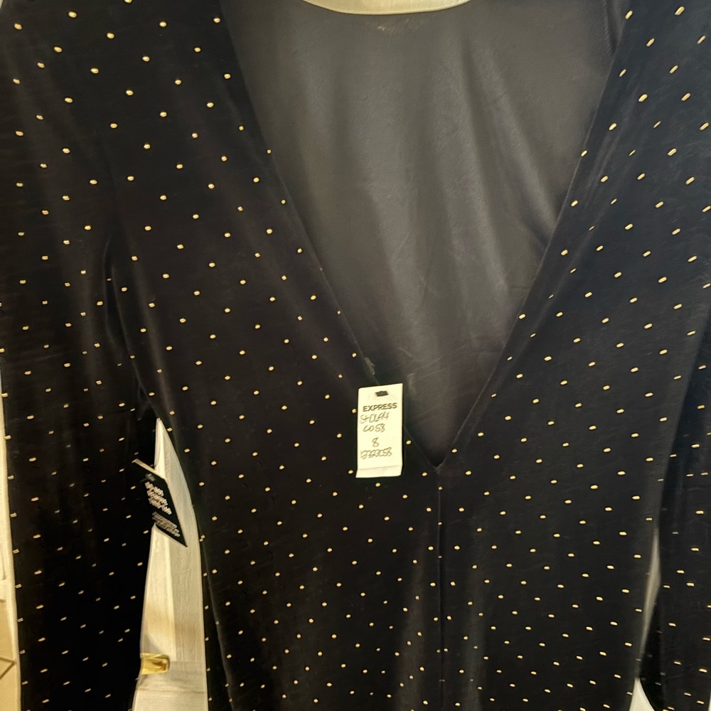Express Black Dress with Gold Accents